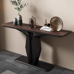 Table console en <span class=keywords><strong>pierre</strong></span> frittée de luxe italienne, table d'appoint étroite pour couloir d'entrée, table d'appoint murale fine, noyer noir - Product Image 1