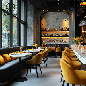 ชุดเฟอร์นิเจอร์ร้านกาแฟ คาเฟ่ ร้านอาหาร โต๊ะ เก้าอี้ โซฟา ที่นั่งโค้งมนหินอ่อน - Product Image 3