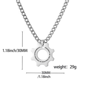 Colar de Aço Inoxidável com Pingente de Engrenagem Mecânica Hip Hop, Corrente de Aço Titânio Antiferrugem, Gargantilha para Homens e Mulheres - Product Image 2