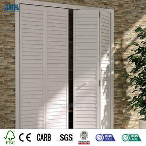 Cửa xếp JHK-B07, cửa nội thất cho nhà ở, màu trắng trơn, gỗ thông nhỏ, cửa tủ quần áo xếp đôi - Product Image 6