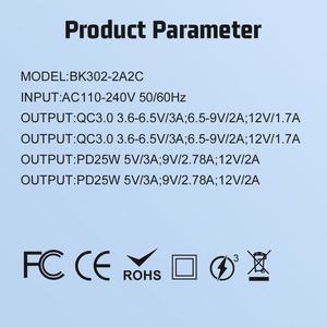 ที่ชาร์จโทรศัพท์แบบเร็วพิเศษ 2USB+2PD หลายพอร์ต รองรับมาตรฐาน EU/US/UK - Product Image 6