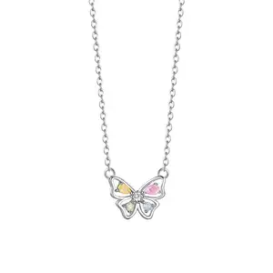 Fashion Design Shiny CZ Zircon Butterfly Necklace 925 Sterling Silver Butterfly Love Star Pendant Necklace Women Fine Jewelry