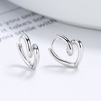 Hartvormige Creolen 925 Sterling Zilver Minimalistische Romantische Valentijns Huggie Oorbellen