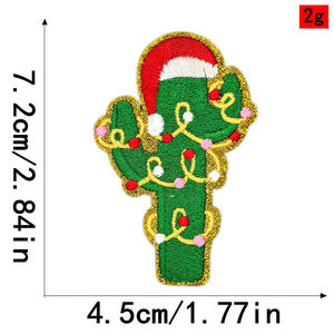 Pirus Howdy liburan Patch Perak Glitter Barat koboi Santa pohon Natal busur Elk Chenille payet besi pada dekorasi - Product Image 4