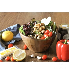 ชามเสิร์ฟไม้สำหรับสลัดผลไม้ป๊อปคอร์นสปินเนอร์สลัดชามคลื่นอะคาเซีย - Product Image 6