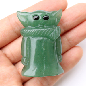 Intagliato a mano da 1.9 pollici Avventurina Verde Naturale di Cristallo Del Bambino <span class=keywords><strong>Yoda</strong></span> Figura - Product Image 6