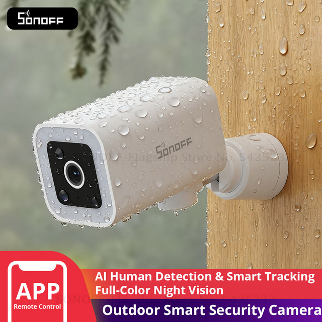 SONOFF CAM-B1P Outdoor Smart Security Camera 2K HD AI Human Detection Smart Tracking IP65 Weatherproof 180 Pan Control Alexa