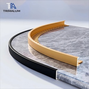 Profilo in Lega di Alluminio con Motivo a Lisca di Pesce per Transizione da <span class=keywords><strong>Pavimento</strong></span> a Porta e Copertura Soglia Arrotondata - Product Image 1