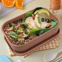 Boîte à lunch rectangulaire en silicone 800 ml grande capacité avec couvercle de qualité alimentaire, compatible micro-ondes pour réchauffer les repas, boîte bento moderne et minimaliste