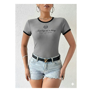 Combinaison moulante à manches courtes et col rond pour femme, gris, entièrement en Lycra, taille normale 55 cm - Product Image 3