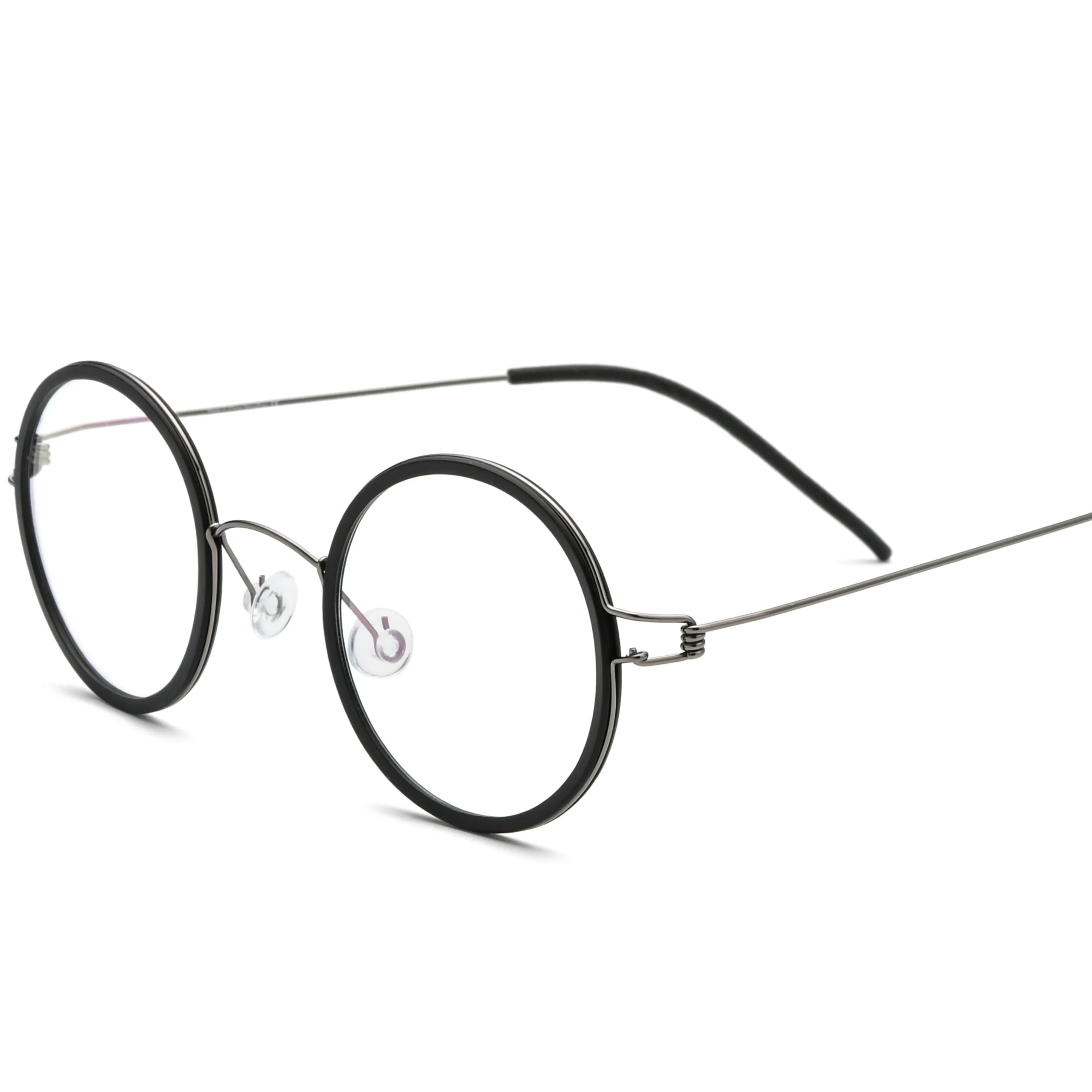 チタンメガネフレーム男性女性ラウンド近視光学処方眼鏡韓国スクリューレスアイウェア