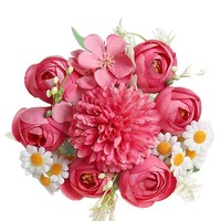 Buket Bunga Sutra Buatan - Mawar, Aster, Hydrangea untuk Pernikahan, Hotel, Dekorasi Rumah & Rangkaian Bunga Palsu