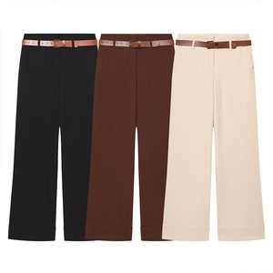 ZATRHMBM Primavera/Verano 2026, Pantalones de Cintura Alta <span class=keywords><strong>con</strong></span> Cinturón, Estilo Retro Casual, Color Sólido, Versátiles, Pantalones Largos para Mujer - Product Image 1