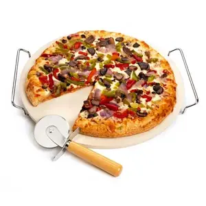 Bánh Pizza Đá Thủ Công Hình Tròn Để Nướng Lò Nướng BBQ Đĩa Đá Pizza 10 Inch