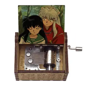 批发定制动漫Inuyasha歌曲机制手摇木制18音符运动音乐盒与爱的结束