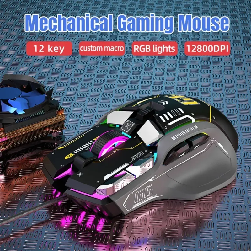 2024 New Macro-programmable 12800 DPI Professional Game mouse 10D Wired Gaming Mouse RGB Mice Ergonomic Gaming Mouse for Gamer