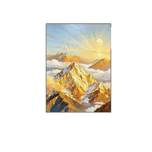 Hand Painted Oil Painting Golden Mountain Landscape Art With <b>Frame</b> Modern Minimalist Living Room Decorative Wall Art - Product Image 5