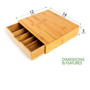 Bamboo <b>Coffee</b> <b>Pod</b> Storage <b>Drawer</b> With Sliding Compartment For <b>Coffee</b> Machine And Kitchen Countertop Organization - Product Image 2