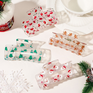 Giáng Sinh Trong Suốt <span class=keywords><strong>Acrylic</strong></span> Vuông Móng Vuốt Tóc Hình Chữ Nhật Rỗng Elk Santa Claus Cây Tóc <span class=keywords><strong>Clip</strong></span> Chất Lượng Cao Cá Mập Kẹp <span class=keywords><strong>Clip</strong></span> - Product Image 4