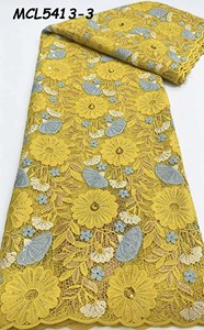 Dentelle en coton de style Dubaï avec strass, tissu nigérian en dentelle de coton et cordon de chiffon, idéal pour les robes féminines - Product Image 4