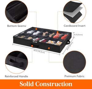 Organizador de Zapatos Plegable de <span class=keywords><strong>Tela</strong></span>, <span class=keywords><strong>Caja</strong></span> de Almacenamiento para Debajo de la Cama, Bolsas de Almacenamiento para Debajo de la Cama con Técnica de Costura - Product Image 2