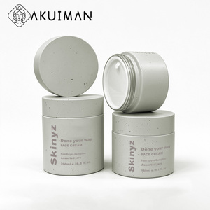 Envase de Vidrio Esmerilado Gris de 200 ml con Logotipo Personalizado para Crema Cosmética, Textura Moteada, Envase para Manteca Corporal, Venta al por Mayor - Product Image 3