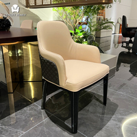 Ensemble de table à manger moderne sur mesure pour 6 personnes, base en acier inoxydable, table et chaises en bois pour hôtel, villa, projet