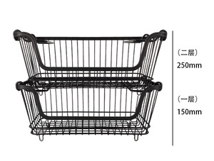 Nhà Bếp Máy tính để bàn dây kim loại lưới giỏ trái cây đa chức năng <span class=keywords><strong>Stackable</strong></span> dây đen lưu trữ trái cây giỏ - Product Image 3