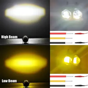 Motorcycle HOLY Motorcycle Spotlight White Amber Laser 8-80V LED Projector Hi/Low Beam Fog Lights Car Atv Auxiliary Headlight Motorcycle
