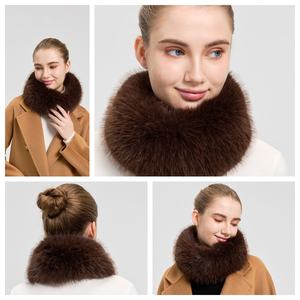 オールシーズン対応の女の子用フェイクファースカーフ、厚手の暖かいファー襟付きネックウォーマー、ファッショナブルな冬用アクセサリー、ネックゲイター - Product Image 4