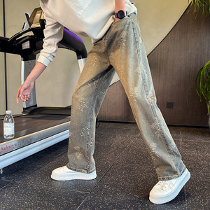 Jeans de Pierna Recta de Cintura Alta Estilo Hip Hop 2026, Pantalones de Mezclilla Jacquard Personalizados de Fábrica para Hombre - Product Image 2