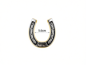 Fibbia a Ferro di Cavallo Placcata Oro e Argento 5.0cm, Accessorio per Cintura in Metallo - Product Image 1