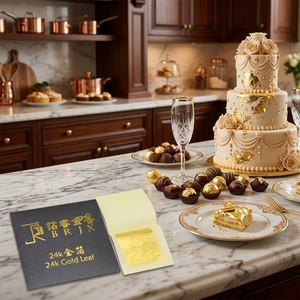 Foglia d'Oro Puro Commestibile 24K da 4,33 cm all'Ingrosso, Vero Fogliato d'Oro per Decorazioni di Lusso di Torte, Cioccolato, Dessert e Cucina <span class=keywords><strong>Gourmet</strong></span> - Product Image 2