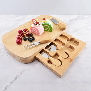 Juego de 4 cuchillos y tabla de bambú natural para cocina, 4 piezas - Product Image 1