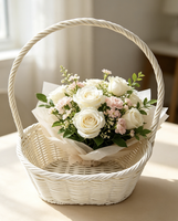 Panier en rotin PE fabriqué en usine, 25x16xH33cm, avec poignée, en forme de bateau, pour rangement et panier cadeau de fêtes, taille unique