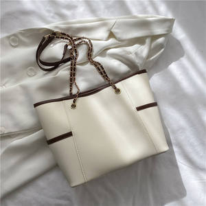 New women's large capacity single <b>shoulder</b> <b>strap</b> chain handbag, new solid color zipper closure tote bag - Product Image 4