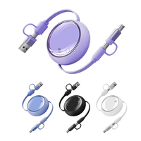 Cable USB Retráctil 3 en 1, 100W 5A, Carga Rápida, Cable de Carga Múltiple para iPhone, Android, Tipo C, Teléfono, Tableta, Impresora