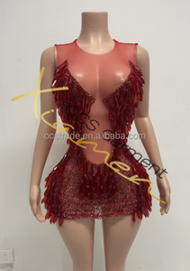 Ocstrade Ultimo Design Abiti <span class=keywords><strong>Sexy</strong></span> in <span class=keywords><strong>Rete</strong></span> Trasparente per Donne, <span class=keywords><strong>Vestito</strong></span> da Club Notturno Scintillante con Cristalli <span class=keywords><strong>a</strong></span> Goccia d'Acqua - Product Image 6