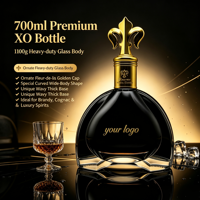 Bouteilles en verre de 750 ml pour l'emballage de spiritueux, de tequila, de brandy, de vin, avec bouchon en liège disponible en capacités de 500 ml, 700 ml, 1000 ml, emballées dans des cartons