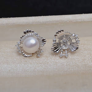 Pendientes de Plata S925 Wenchi con Soporte Inferior y Perlas de 8-9 mm, Accesorios de Joyería DIY para Mujer, Nuevo 15869 - Product Image 2