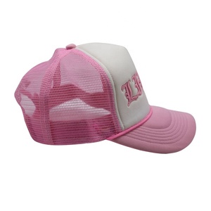 Tùy chỉnh màu Hồng bọt lưới trucker cap 5-panel <span class=keywords><strong>hat</strong></span> với cong nhung vành 3D thêu logo Jersey vải phổ biến mô hình loại - Product Image 4