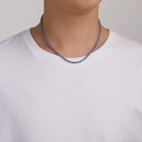 Chaîne de tennis BC105 violette 3 mm pour homme, collier personnalisé avec zircon en forme de poire serti griffe, style hip-hop européen et américain