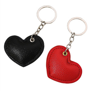Pareja PU corazón llavero cuero algodón en forma de corazón coche llavero regalo de San Valentín colgante