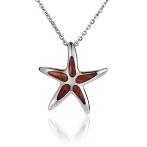Venta al por mayor de la joyería de la plata esterlina 925 <span class=keywords><strong>Koa</strong></span> Hawaiano de madera collar de estrellas de mar - Product Image 3