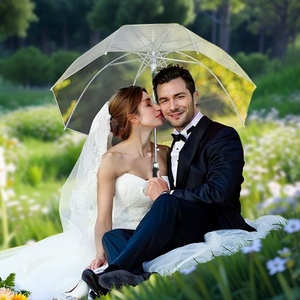 Professional 8 Ribs Fiberglass PVC Transparent Vent System Windproof Golf <b>Umbrella</b> Double Canopy Straight Custom Branding for - Product Image 2