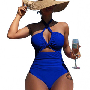 Combinaison de bain unie noire SMLXL sexy dos nu avec coussinets de soutien-gorge - Product Image 5