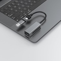 Adaptador Ethernet USB3.1 de 2.5G, 2 en 1, USB-A y USB-C a RJ45 de 2.5Gbps, Convertidor de Red de Uso Directo sin Controladores para PC y Laptop