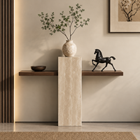 Console murale multifonctionnelle en bois, style médiéval, finition ardoise, pour entrée de grotte, avec panneau flottant