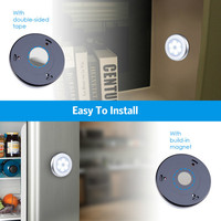 Mur Monté De Haute Qualité Alimenté Par Batterie capteur De Mouvement Intelligent Détecteur Rond 6 LED armoire Veilleuse lumière de garde-robe
