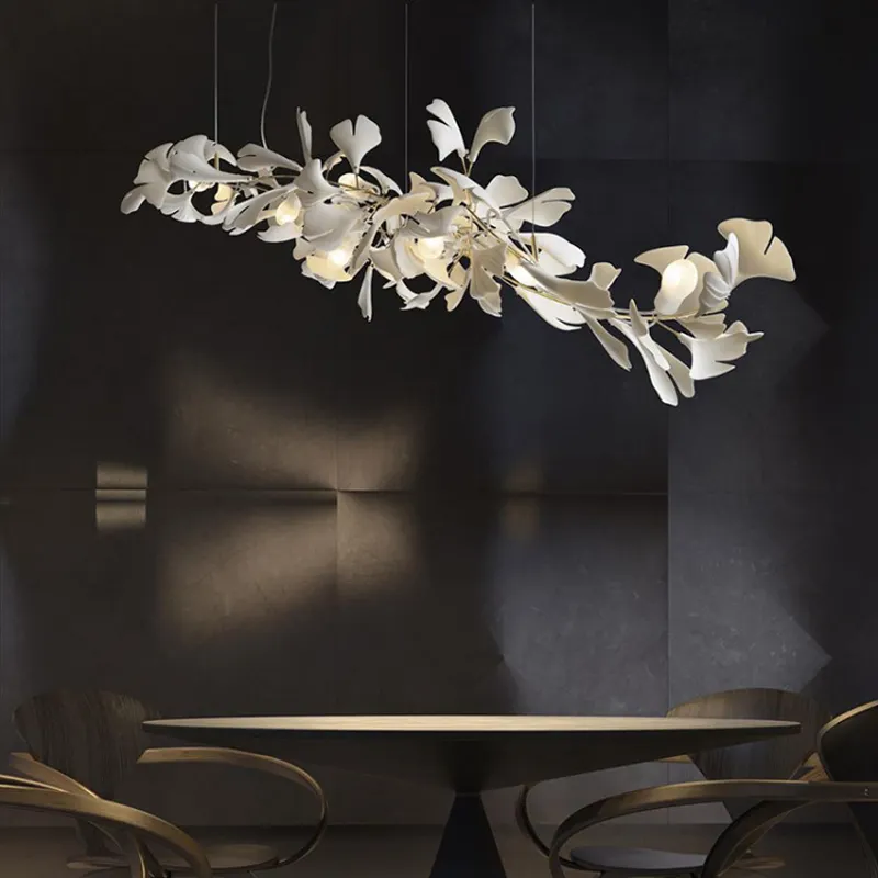 Modern Minimalist Living Room Dining Room Artistic Chandelier Simple White Leaf Pendant Lights